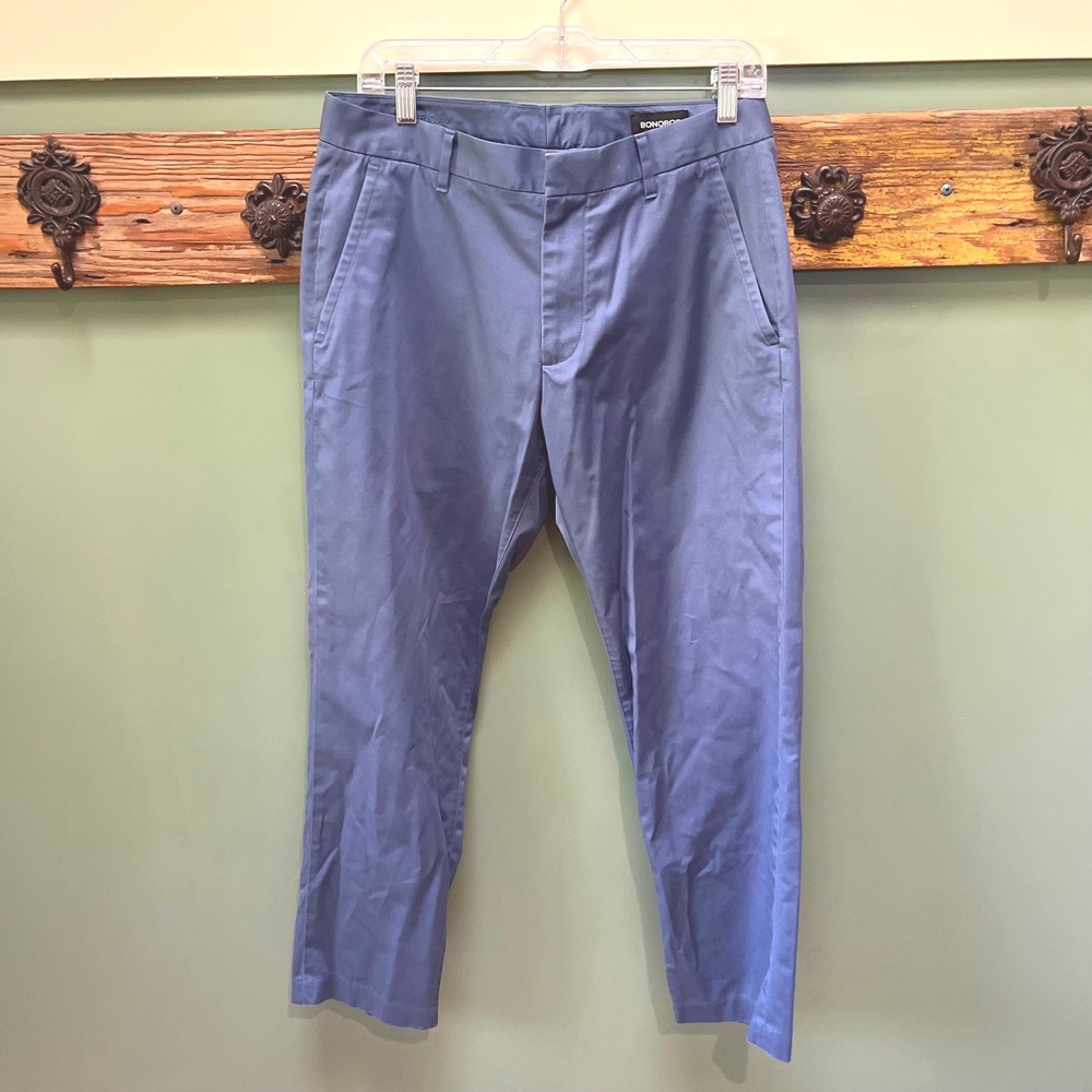 Bonobos Mens Athletic Fit Chino Pants Blue Grey Friday Pant 31x28 Tapered Leg